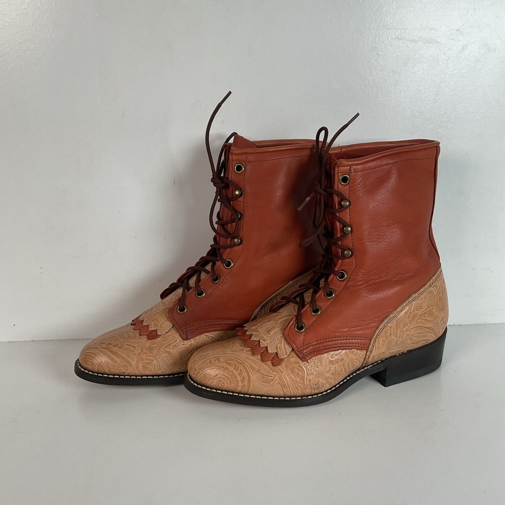 Vintage Laredo Women’s Kiltie Packer Boots | Tooled | USA Made | Women’s 8 M